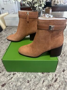 kate spade Phoebe Suede Heeled Booties in Warm Ginger - NIB